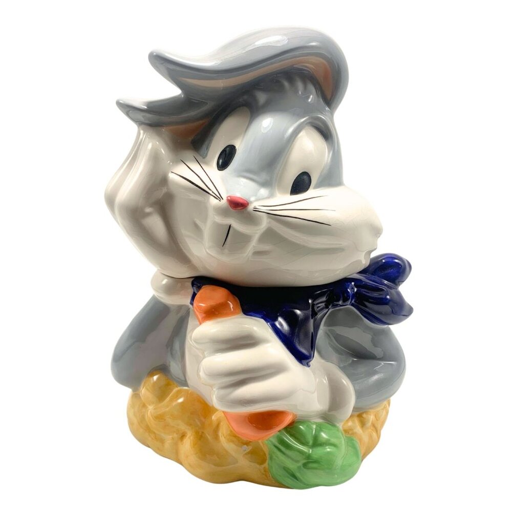 Bugs Bunny Ceramic Cookie Jar 12" Warner Bros Looney Tunes Carrot & Bow Tie